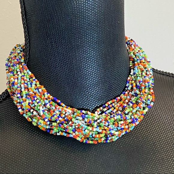 Multi-colored Beaded Choker 17.5' Long - Picture 2 of 5